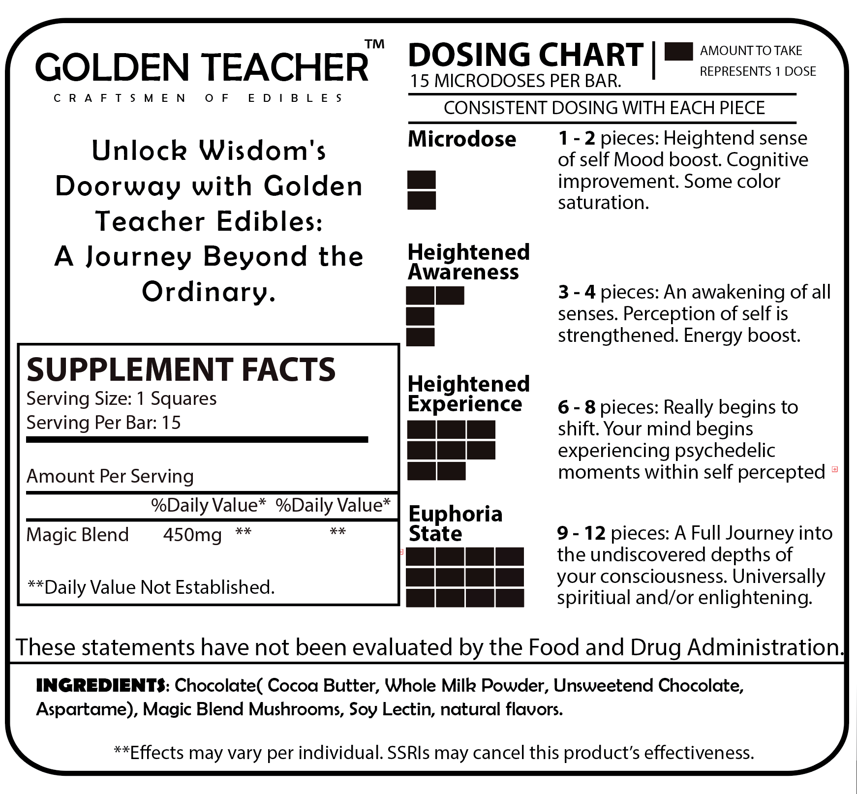 Golden Teacher Higher Dosage Nootropic Chocolate